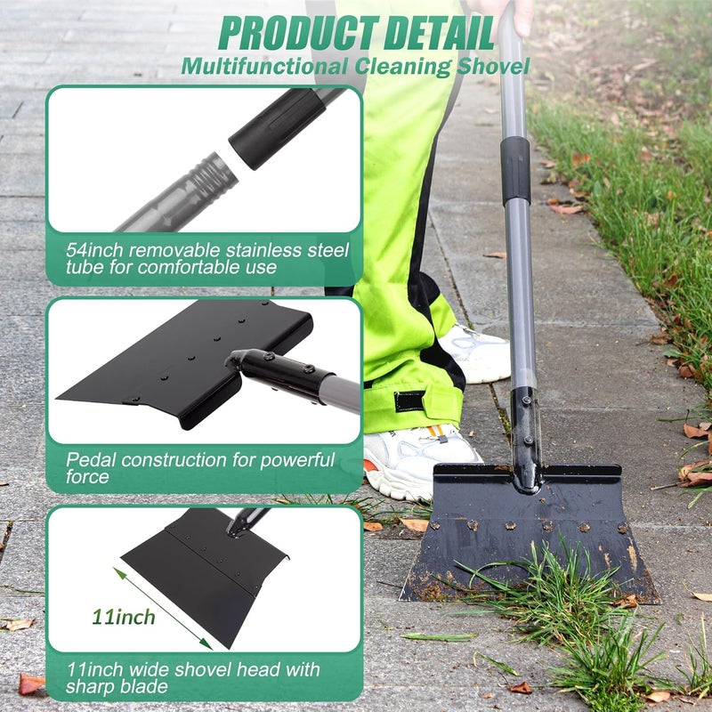 Suchtale Garden Flat Shovel Scraper, Heavy Duty Multifunctional Outdoor Cleaning Shovel with 54 Adjustable Long Handle, Ideal for Weed Removal, Lawn Edging, Trenching and Snow & Ice Scraping - Image 3